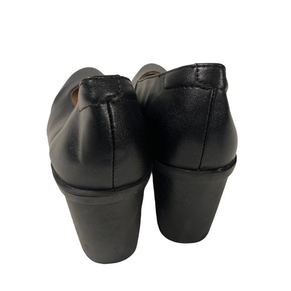 KKdom Womens Classic Leather Chunky Mid-heel Round Toe Heel Sz 9.5 - Picture 3 of 4